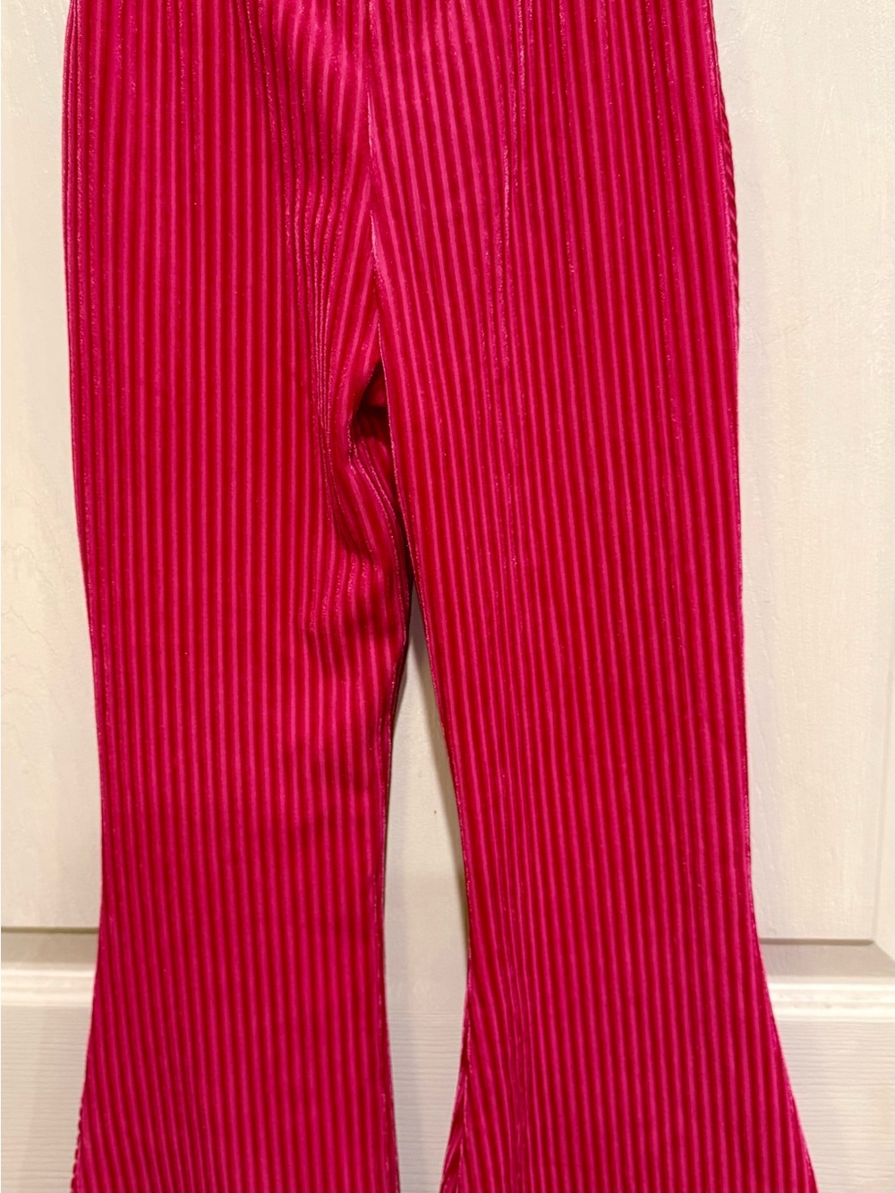 Ribbed Flare Pants for Girls in Hot Pink